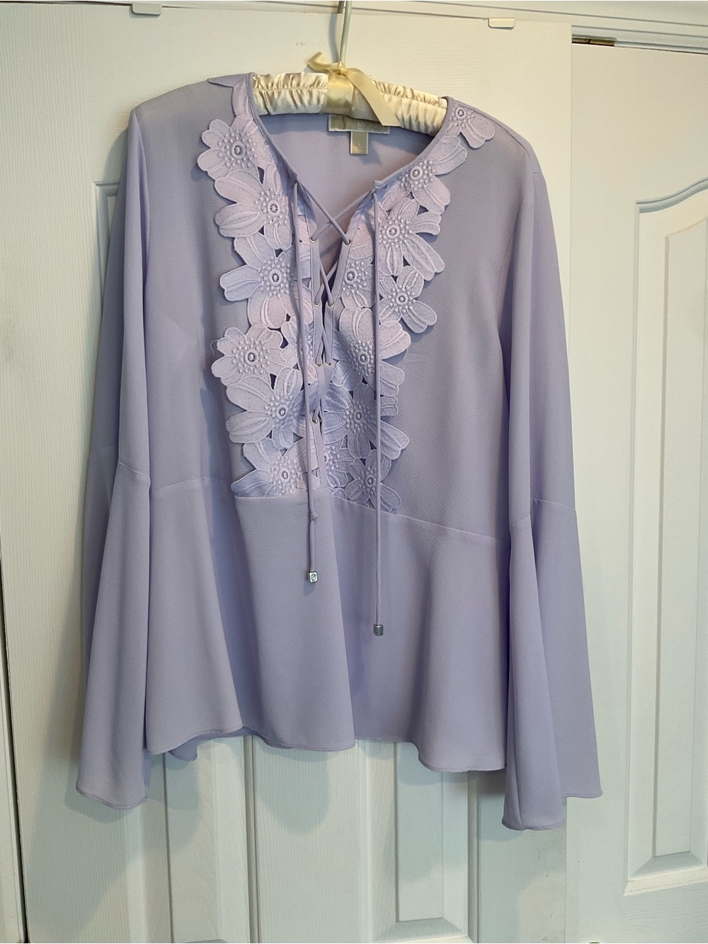 MICHAEL Michael Kors Lavender Lace-Trim Peasant Blouse